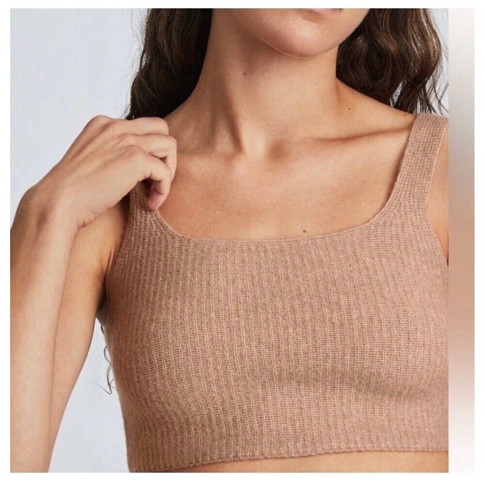 EVERLANE Sweater Tank Top Small Camel NEW Crop Top Ribbed Knit Soft Cozy Wool - Picture 1 of 13